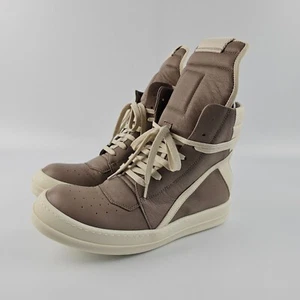 Rick Owens Hollywood Geobasket $1185 Women's Flesh/Milk Leather Sneakers New - Picture 1 of 11