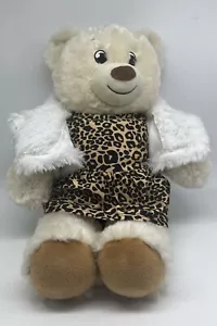New Build A Bear BAB Lil Pudding Cub con paños de leopardo y abrigo brillante 15” - Imagen 1 de 4