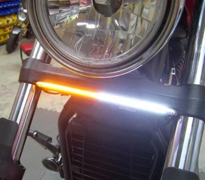 Yamaha Stryker White/Amber Front LED DRL & Turn Signal Light Bar, 11-14 - Smoked - Picture 1 of 5