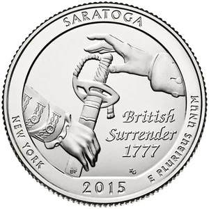 2015 D Saratoga NP Quarter. ATB Series Uncirculated From US Mint roll. - Picture 1 of 3
