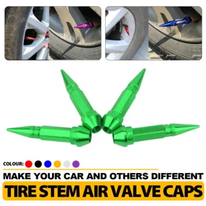 Car Truck Bike SUV Tire Air Valve Stem Cap 60mm Spiked Aluminum Dust Cove Green - Picture 1 of 6