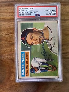 Rance Pless Signed 1956 Topps #339 Kansas City Athletics AUTO PSA PSA/DNA