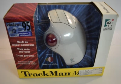 Nice Used Working Logitech Trackman Marble Ball Mouse - Windows 95 / 98 PS2 4164 - Image 1 of 4