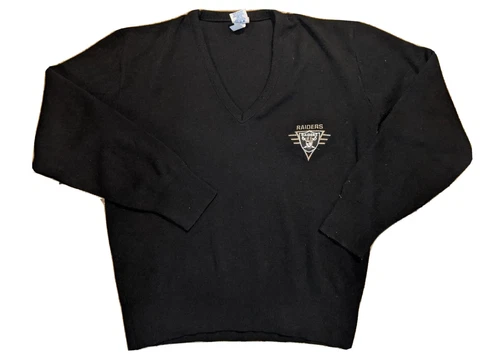 Vintage Black 1980s NFL Football Los Angeles Raiders Pull Over Sweater Medium Cover