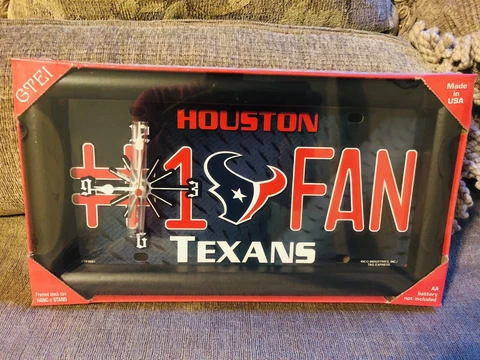 Houston Texans NFL License Plate Clock Brand New In Box! Cover