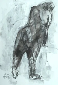 Acrylbild " Frau " Handgemalt 42x30 cm Papier Acryl Pastell Unikat - Bild 1 von 1