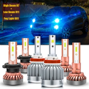 8000K Ice Blue LED Headlights High Low Fog Light Bulbs For Kia Sorento 2016-2019 - Picture 1 of 12
