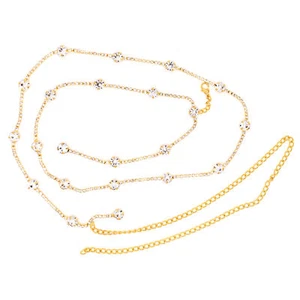 Bikini Minimalismus Körperschmuck Bauchgürtel Kette Taillenkette Kristall - Bild 1 von 4