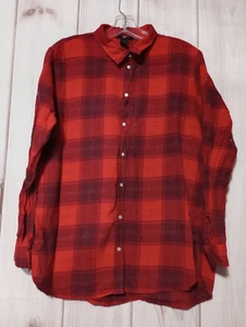 H&M Hemd Damen 10 rot schwarz Büffel kariert Knopfleiste Flanell - Bild 1 von 7