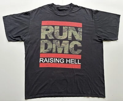 Camiseta de Colección Run DMC Raising Hell Camuflada Desteñida Envejecida Para Hombre 2XL Y2K Años 2000 Foto 1 de 4