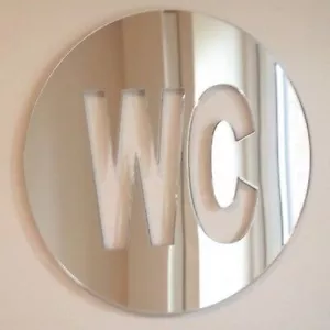 Round WC Sign Shaped Acrylic Mirrors - Various Sizes - Picture 1 of 2