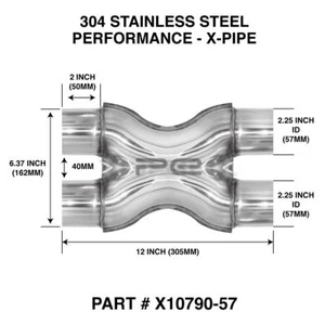 2.25" 57mm Profusión 304 Acero Inoxidable X Tubo Cruzado Tubo Escape V8 - Imagen 1 de 12
