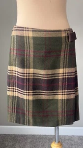 Vintage Jones New York Plaid Mini Wrap Wool blend Skirt Women's M - Picture 1 of 4