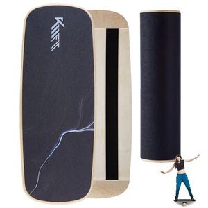 KM-Fit Balance Board Balancierbrett Holz mit Rolle Wackelbrett Schaukelbrett - Bild 1 von 13
