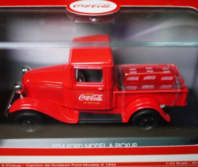 Coca Cola 1934 Ford Pickup Turck w/ Bottle Cartoon 1/43 Diecast Model 437436 - Image 1 of 4