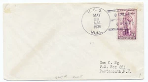 US 1936 Naval Ship Cover USS Hull Callaho Peru 3 Bar Navy Postmark XQ - Imagen 1 de 3