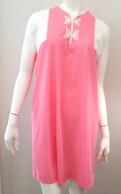 Vestido de noche corto vintage años 60 Gossard Artemisa rosa nailon grande blanco mariposa Foto 1 de 4