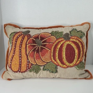 Almohada Calabaza Cuentas 20x14" Otoño Acción de Gracias Otoño Halloween Rústica - Imagen 1 de 10