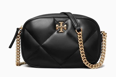 NWT TORY BURCH $395 KIRA DIAMOND QUILTED  CAMERA SHOULDER BAG IN BLACK - Image 1 of 3