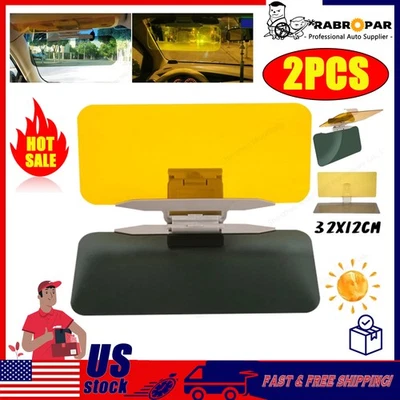 2X Car Sun Visor Extension Anti Glare Universal Day Night HD Tac Vision Shields - Image 1 of 4