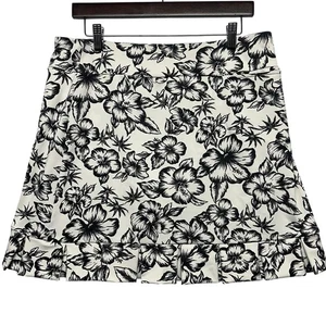 Tzu Tzu schwarz weiß Hawaii Hibiskus Blumen Rüschen Golf Pickleball Skort XL - Bild 1 von 8
