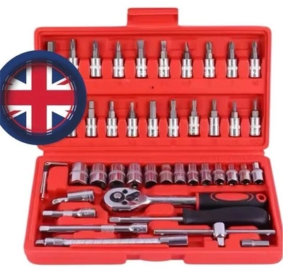 46PC METRIC SET Screwdriver Socket Bit Driver Ratchet Torx Hex Wrench Tool UK - Image 1 of 4