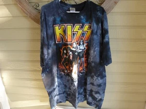 Liquid Blue Kiss T-Shirt Herren 2XL Blau Tie Dye Rock Band 2013 Vintage Style - Bild 1 von 8