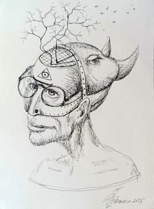 Original Zeichenstift Tuschepapier zeitgenössische MODERNE Kunst von Pronkin 2025 ZEICHNUNG. D01 - Bild 1 von 2