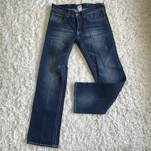 True Religion Geno Jeans Mens Size 34 Dark Wash Horseshoe Thick Stitch USA Made - Picture 1 of 12