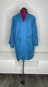 Soft Surroundings Cardigan Women's XL Blue Nightingale Topper Open Front Eyelet - Picture 1 of 7