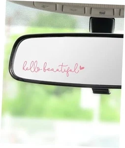  Mirror Decal - Hello Beautiful Rearview Sticker, Car Accessories Window Pink - Picture 1 of 7
