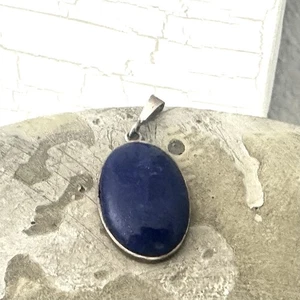 Vintage Handmade Southwest Lapis Sterling Silver 925 Pendant - Picture 1 of 11