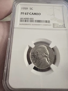 1959 Jefferson Nickel 5C NGC PR67CAM - Picture 1 of 6