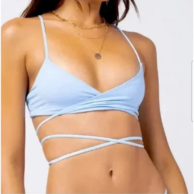 L*Space Kristen Bikini Top Wrap Around in Sky Blue Size Medium NWT Racerback - Image 1 of 4