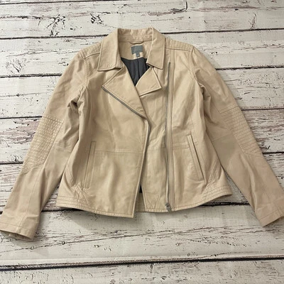 Chaqueta de cuero Athleta en color rosa pálido crema talla mediana motociclista para mujer’s Foto 1 de 4