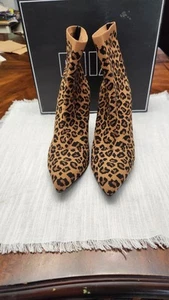 MIA Mckinley Leopard-Print Sock Booties Size 8 - Picture 1 of 8