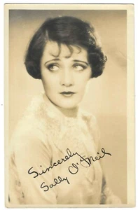 SILENT SCREEN MOVIE ACTRESS SALLY O'NEIL PHOTO SEPIA SIGNED VF 5"X7" - Picture 1 of 2