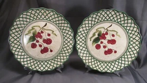 2 platos de cena Raymond Waites Cornucopia celosía de frutas 11" frambuesas Ret 2003 - Imagen 1 de 3