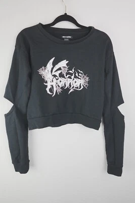 Hot Topic Horror Recortado Sudadera Grande Negra Gótica Emo Y2K Grunge Recortado Foto 1 de 4