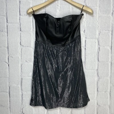 Hurley Polina Black Strapless Faux Leather Cocktail Dress Womens Size M A8804-00 - Image 1 of 4