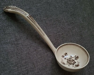 Antiguo cucharón de transferencia Ironstone marrón 8 oz tureen siglo XIX  Foto 1 de 4