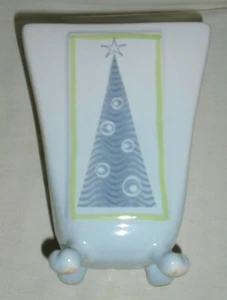 Vintage Collectible Rare CHRISTMAS TREE Rectangelar Top Footed 8" Porcelain Vase - Picture 1 of 8
