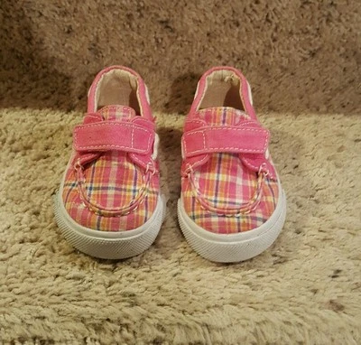Niñas Pequeñas Teeney Toes Rosa Cuadros Zapatillas Talla 3W  Foto 1 de 4