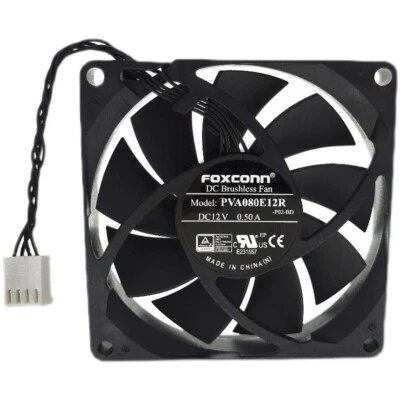 FOXCONN PVA080E12R 12V 0.50A 4pin 80*80*15mm Server Square Cooling Fan - Image 1 of 4