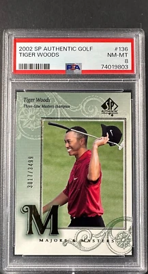 2002 SP Authentic PGA Tiger Woods #/3499 PSA 8 POP 5 - Image 1 of 2