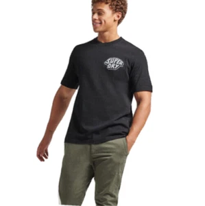 Superdry Men's L Black VTG Into The Woods Logo Short Sleeve T-Shirt Take A Trip - Picture 1 of 6