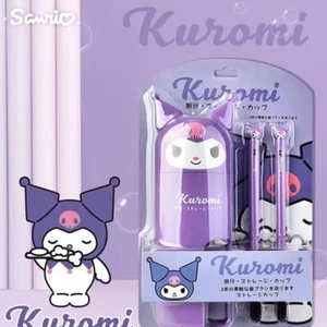 Sanrio KUROMI Toothbrush & Cup Travel Set With Two ToothBrushes NEW - Picture 1 of 7