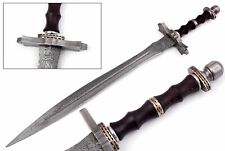 CUSTOM HANDMADE HAND FORGED DAMASCUS STEEL TEMPLAR SWORD COMBAT VIKING SWORD