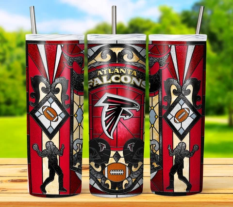 20oz Atlanta Falcons tumbler with box, lid and straw Cover