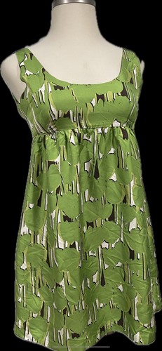 Abito corto Michael Kors 100% seta verde scollo a scoop taglia 12 Petite